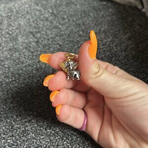 Vintage Camco‎ Dog Angel Gold Tone Halo Wings Lapel Pin Signed Small